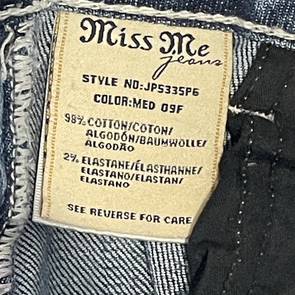 Miss Me Y2K Capri Jeans Women Sz 25 Embellished Rhinestone Flap Pocket Distress - Picture 9 of 11